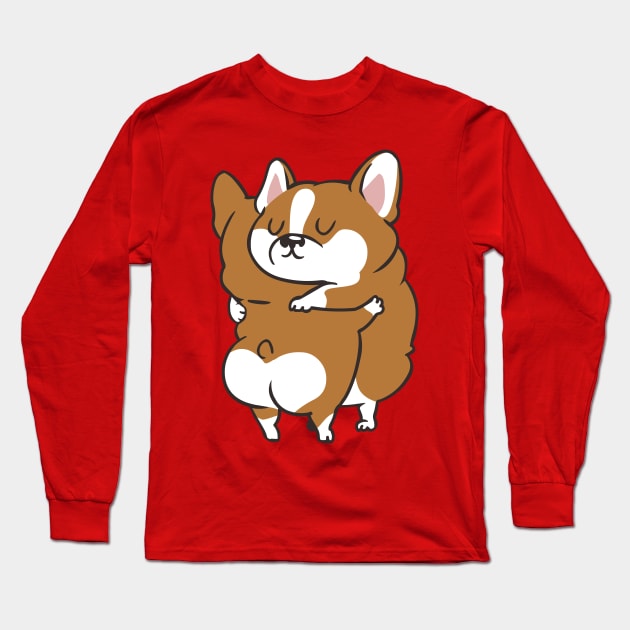 Corgi Hugs Long Sleeve T-Shirt by huebucket